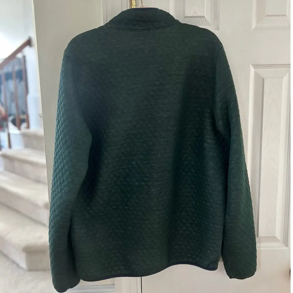Marine Layer Corbet Reversible Quilted Henley Cream Dark Green Long Sleeve